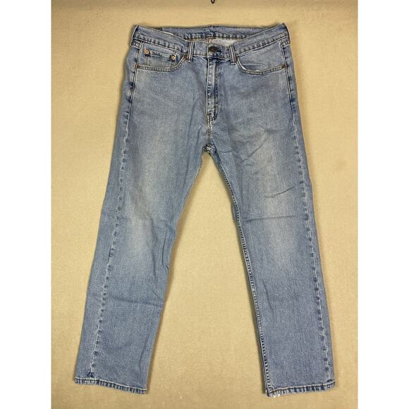 Levis 505 Jeans Mens 36x30 Blue Straight‎ Leg Regular Mid Rise Zip Fly Denim - Picture 1 of 16